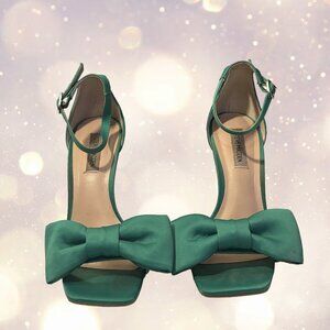 STEVE MADDEN TRUSTY WOMENS SATIN STILETTO HEEL KELLY GREEN